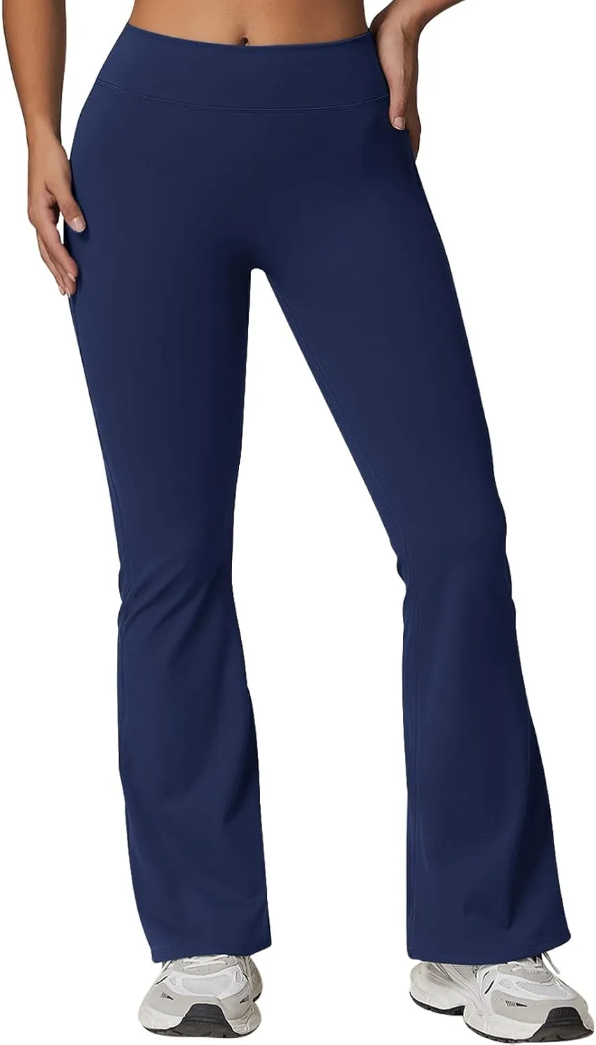 Rugkey Flare Leggings with Pockets for Women Butt Lifting Workout Leggings Gym Bell Bottom High Waisted Yoga Pants