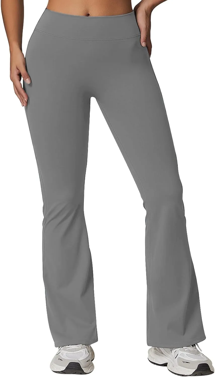 Rugkey Flare Leggings with Pockets for Women Butt Lifting Workout Leggings Gym Bell Bottom High Waisted Yoga Pants
