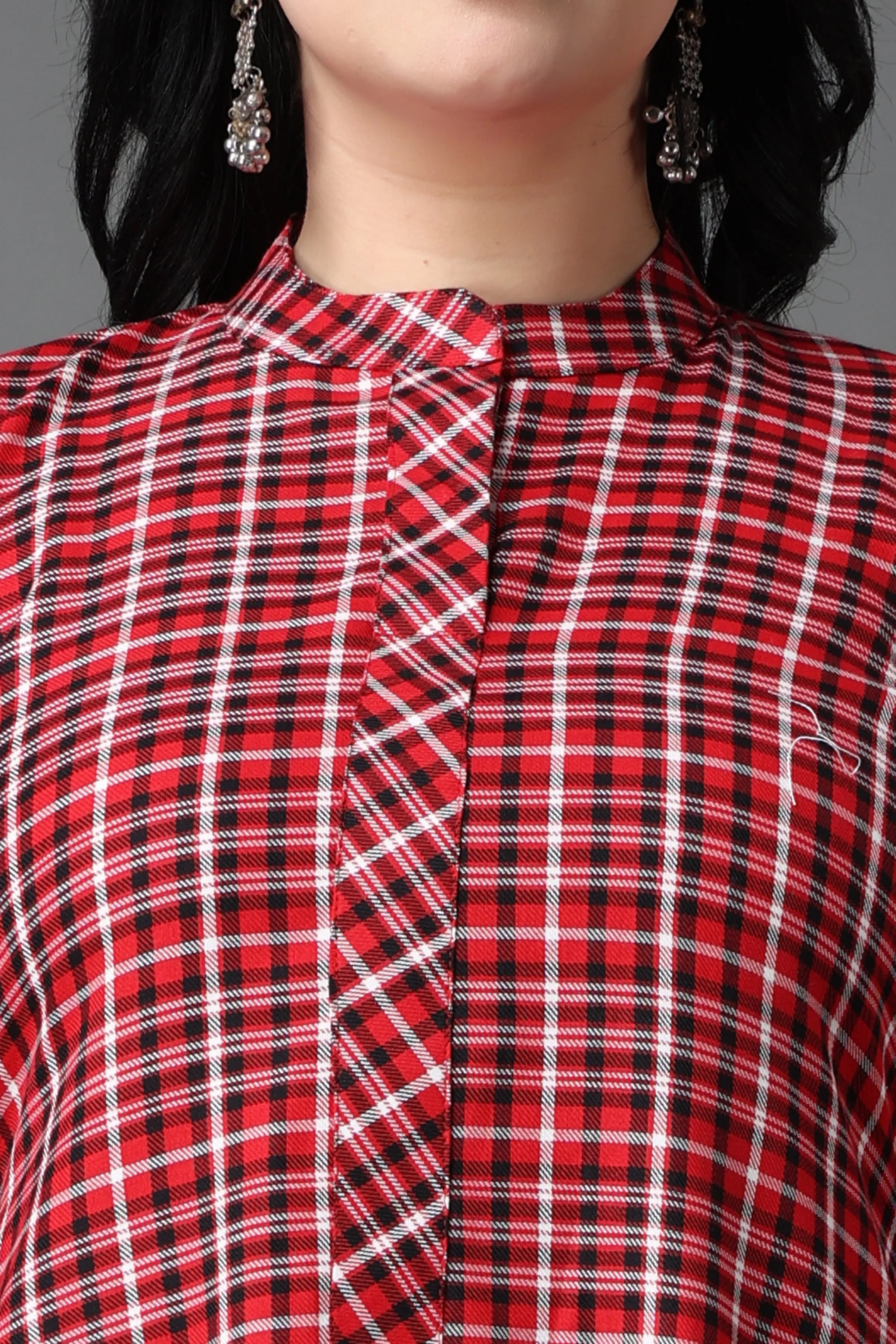 Rusty Red Check Woollen Kurta