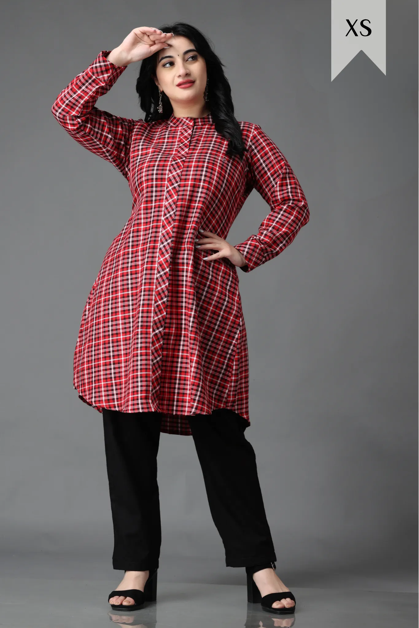 Rusty Red Check Woollen Kurta