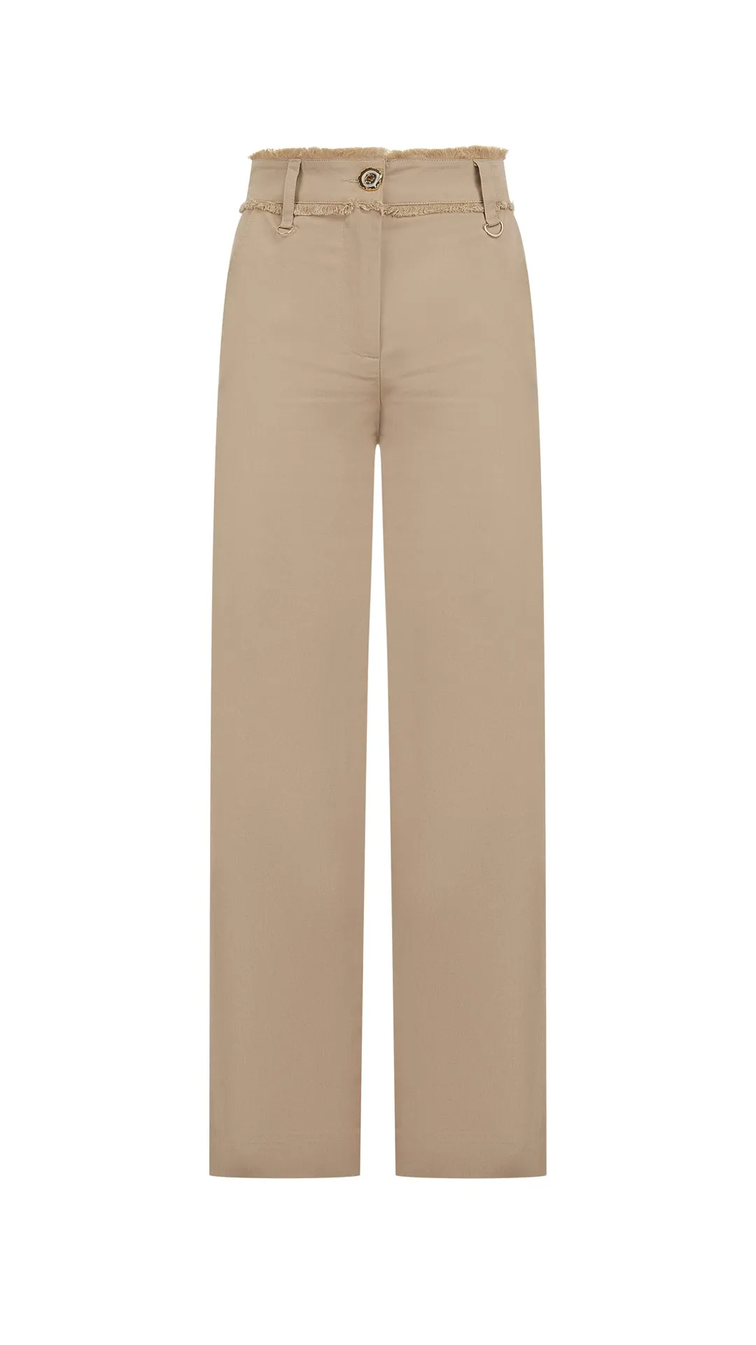 Sand Straight Leg Donut Button Pant