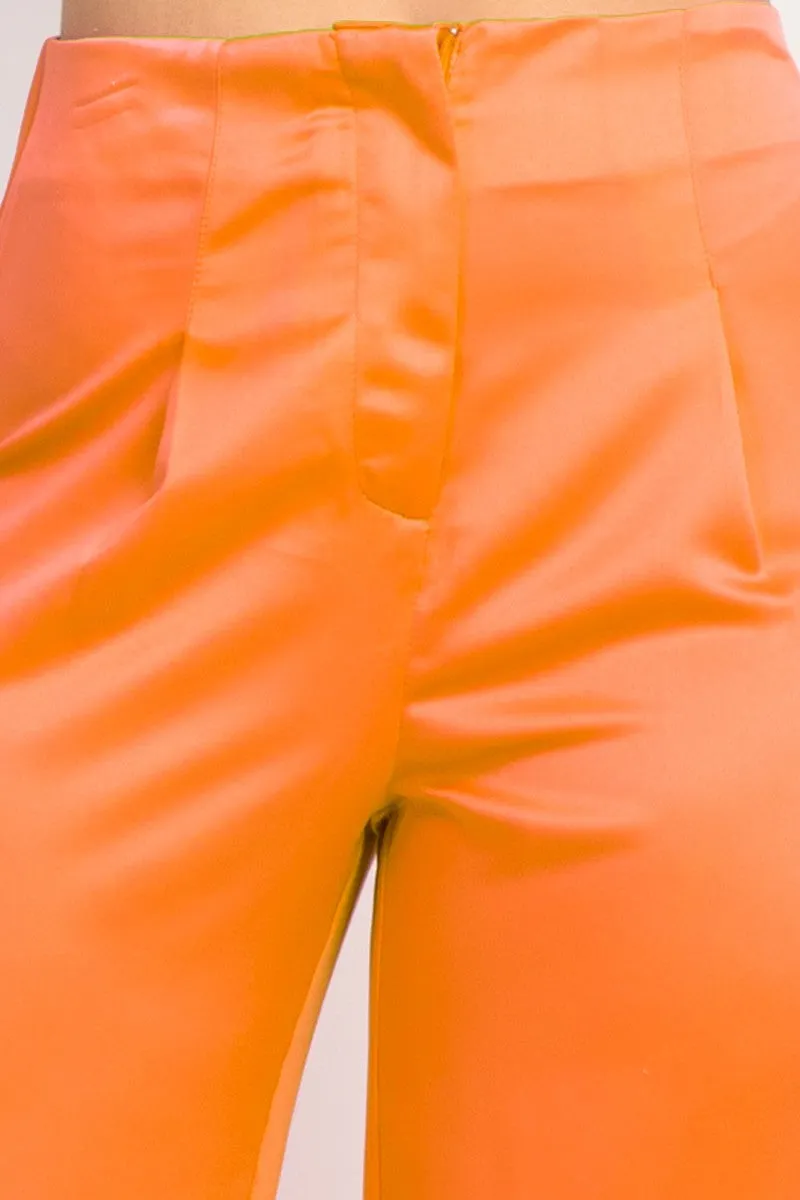 Satin High-Rise Wide Pants