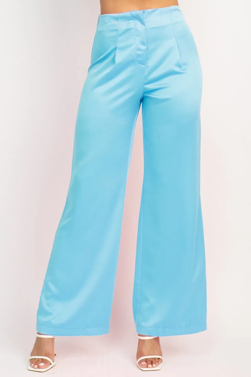 Satin High-Rise Wide Pants