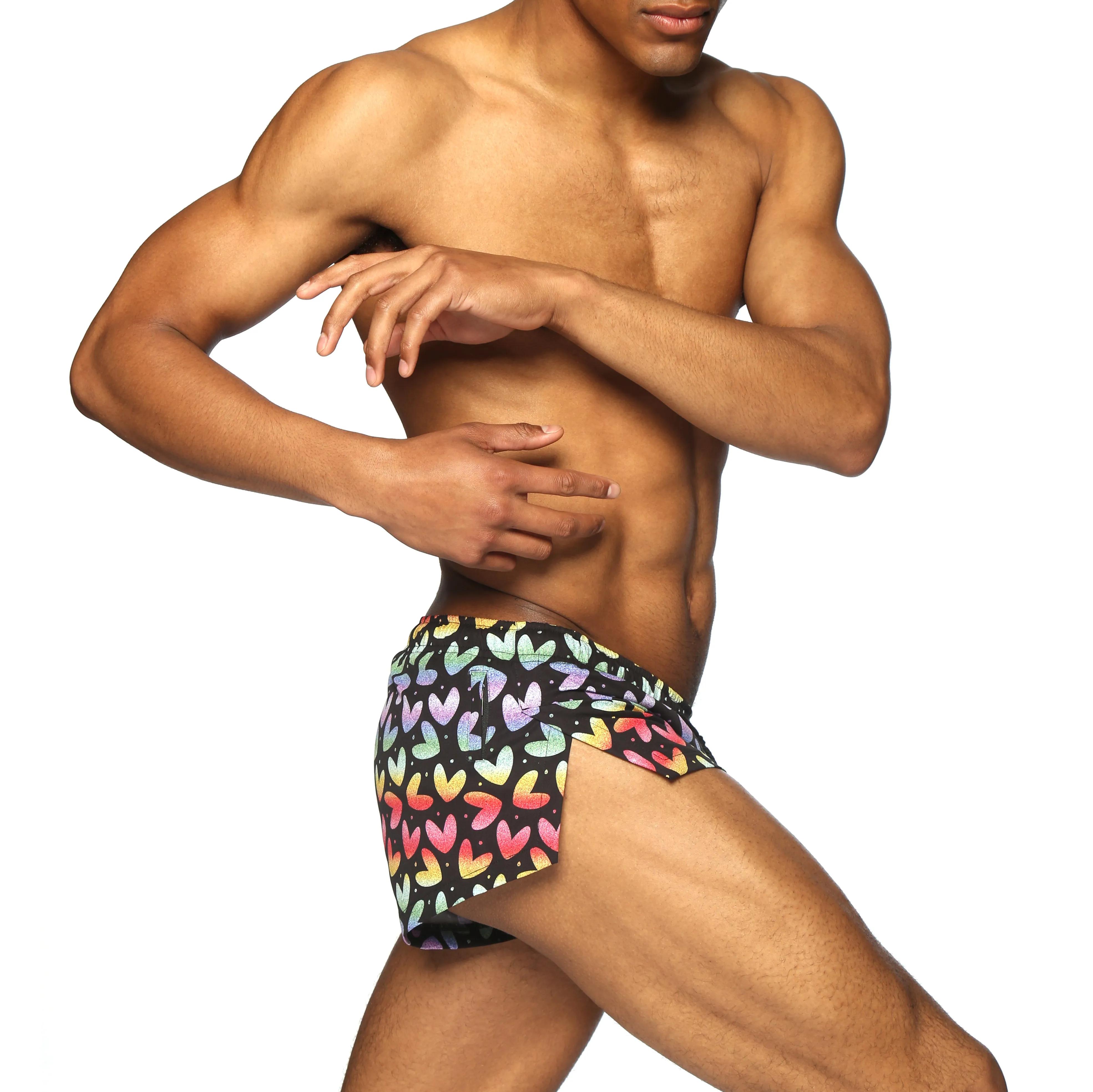 SAVE 70%- PRIDE EDITION- Black Heartbreaker Printed Aero Swim Short