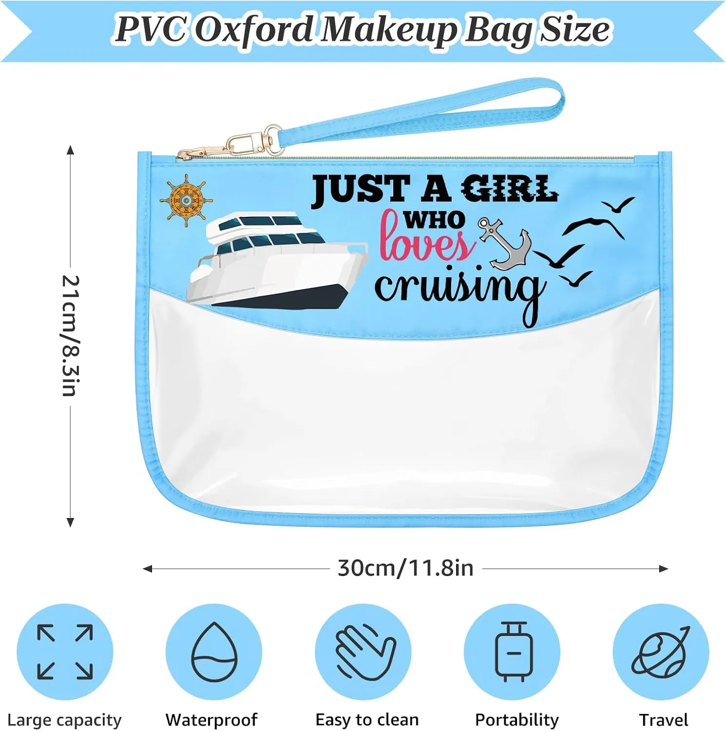 Sazuwu Cruise Trip Makeup Cosmetic Organizer Bag Fun Gifts for Cruising Fun Travel Gifts for Beach Vacation Birthday Christmas Retirement Present