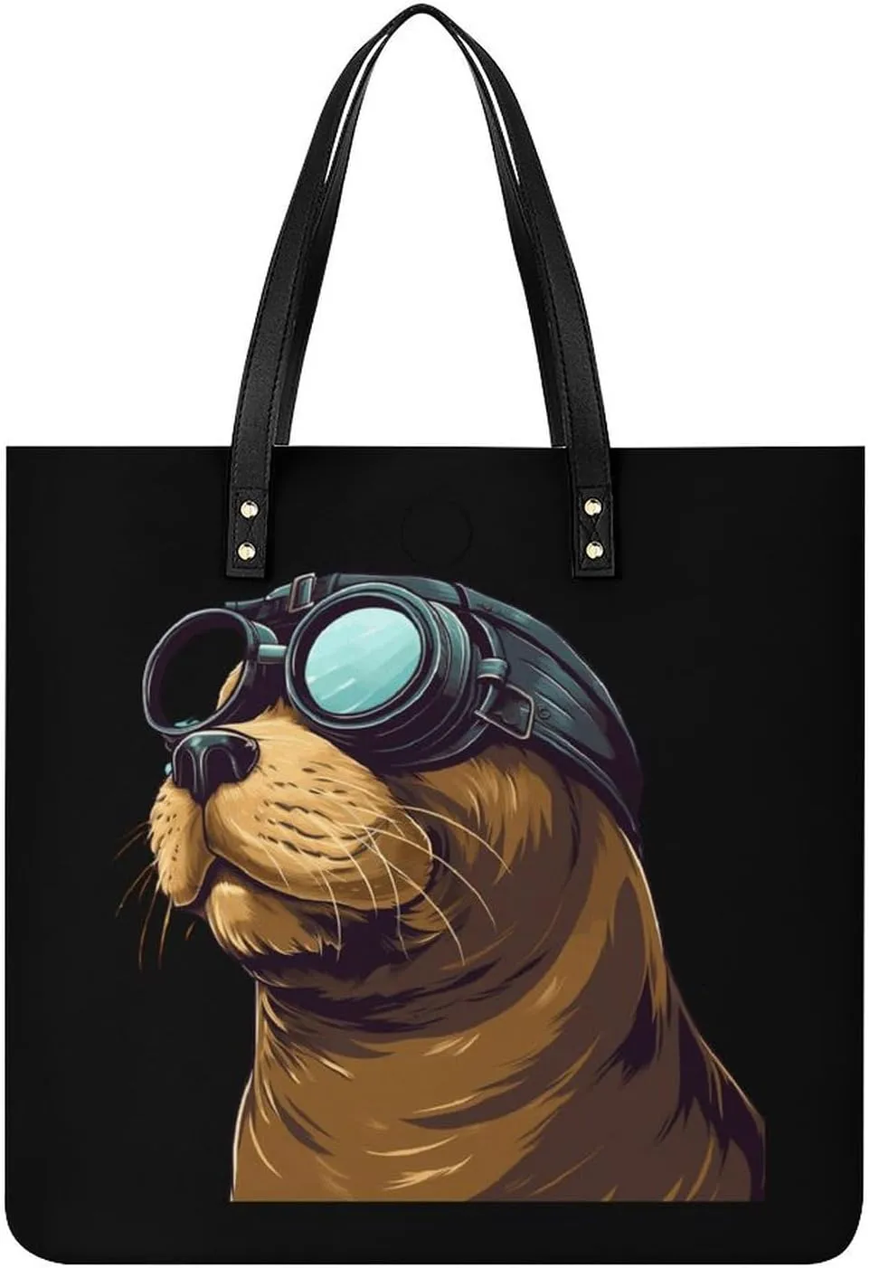 Sea Lion Tote Bags PU Leather Top Handle Satchel Handbags Shoulder Bags Travel Purse for Women Men
