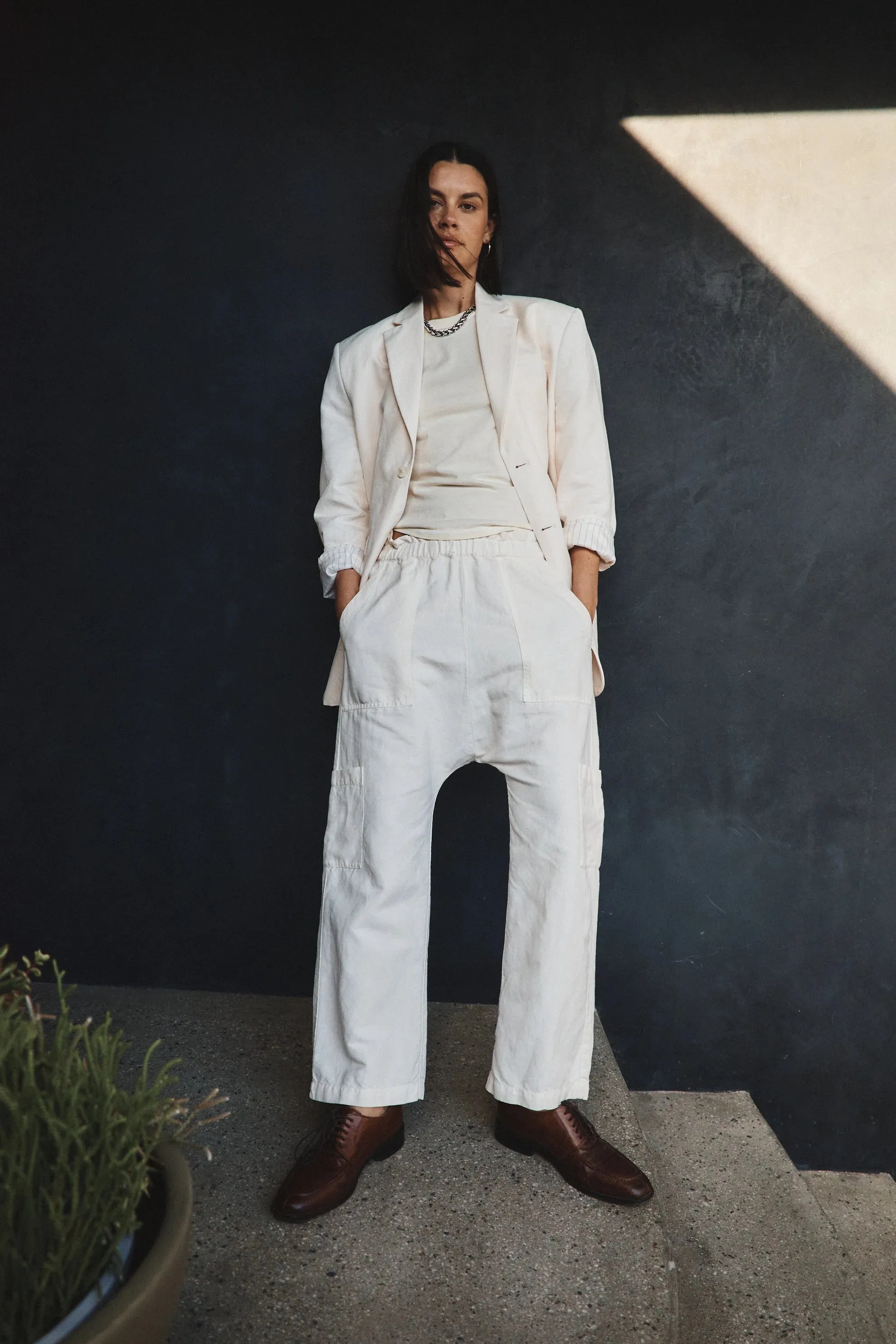 Shailey Paperbag Pant | Ivory