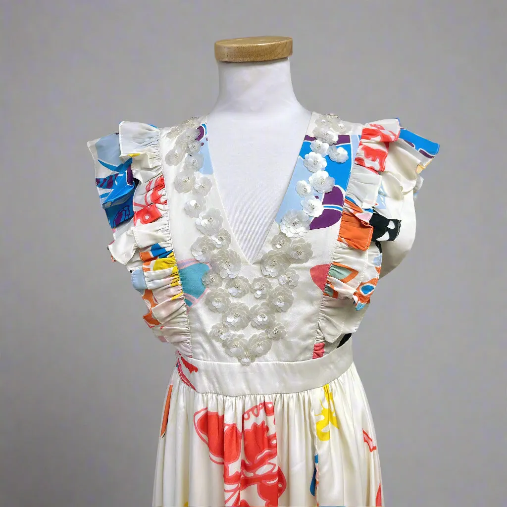 Sheridan French white butterfly print Stacey dress, size S