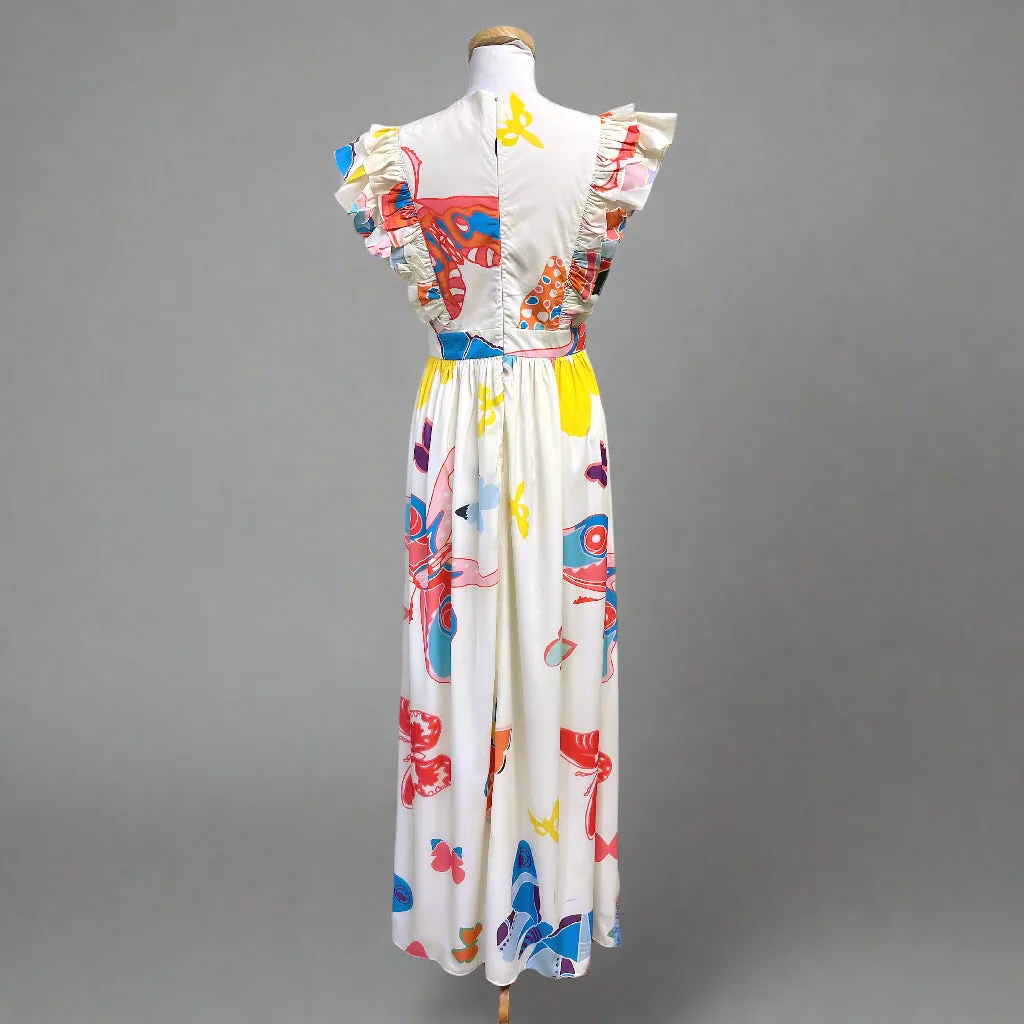 Sheridan French white butterfly print Stacey dress, size S