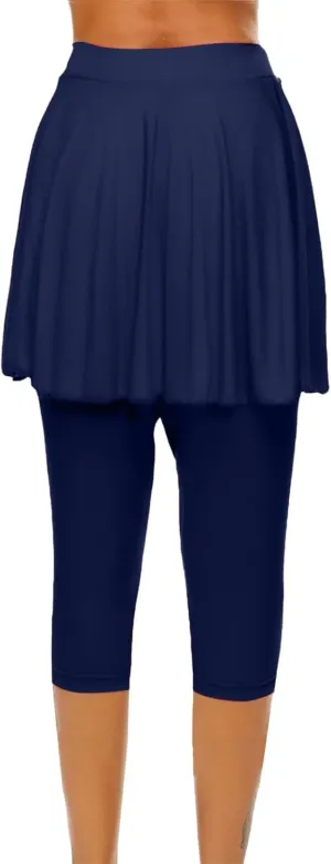 Skirted Leggings for Women 2025 Athletic Tennis Golf Skorts Capris Elastic Waist Workout Gym Yoga Legging with Skirt