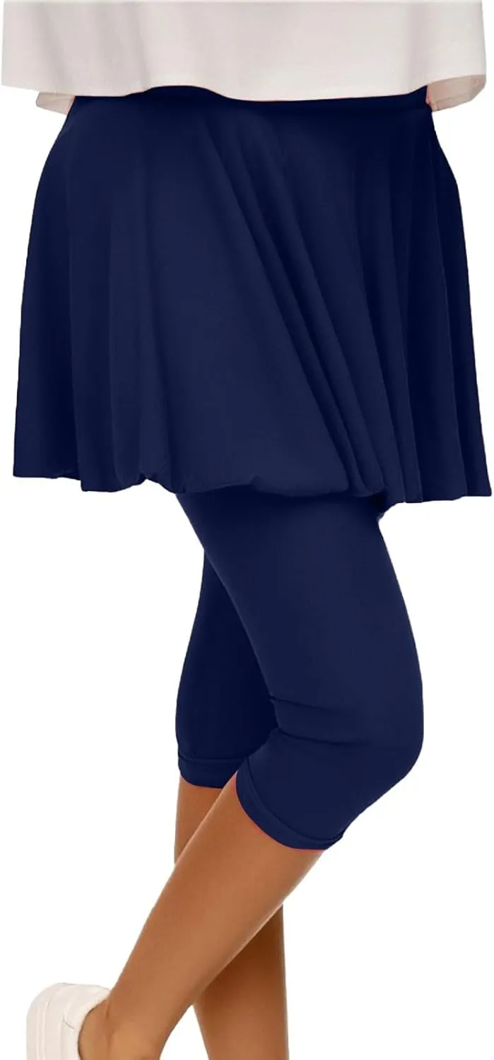 Skirted Leggings for Women 2025 Athletic Tennis Golf Skorts Capris Elastic Waist Workout Gym Yoga Legging with Skirt