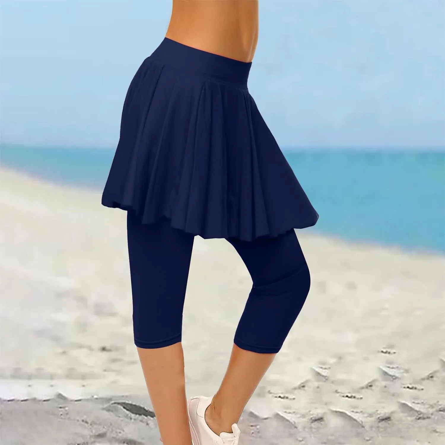 Skirted Leggings for Women 2025 Athletic Tennis Golf Skorts Capris Elastic Waist Workout Gym Yoga Legging with Skirt