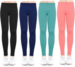 Slaixiu 4 Pack Leggings for Girls - Soft & Comfortable Ankle Length Printed Leggings for Kids (3T to 12 Years)