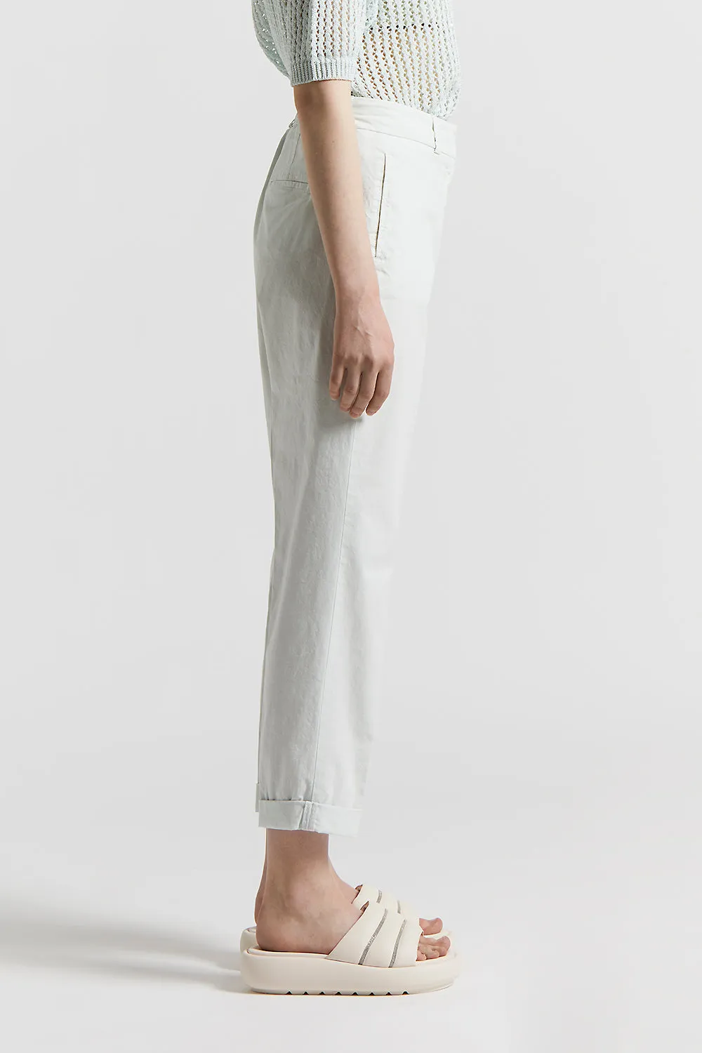 Slub stretch cotton canvas trousers
