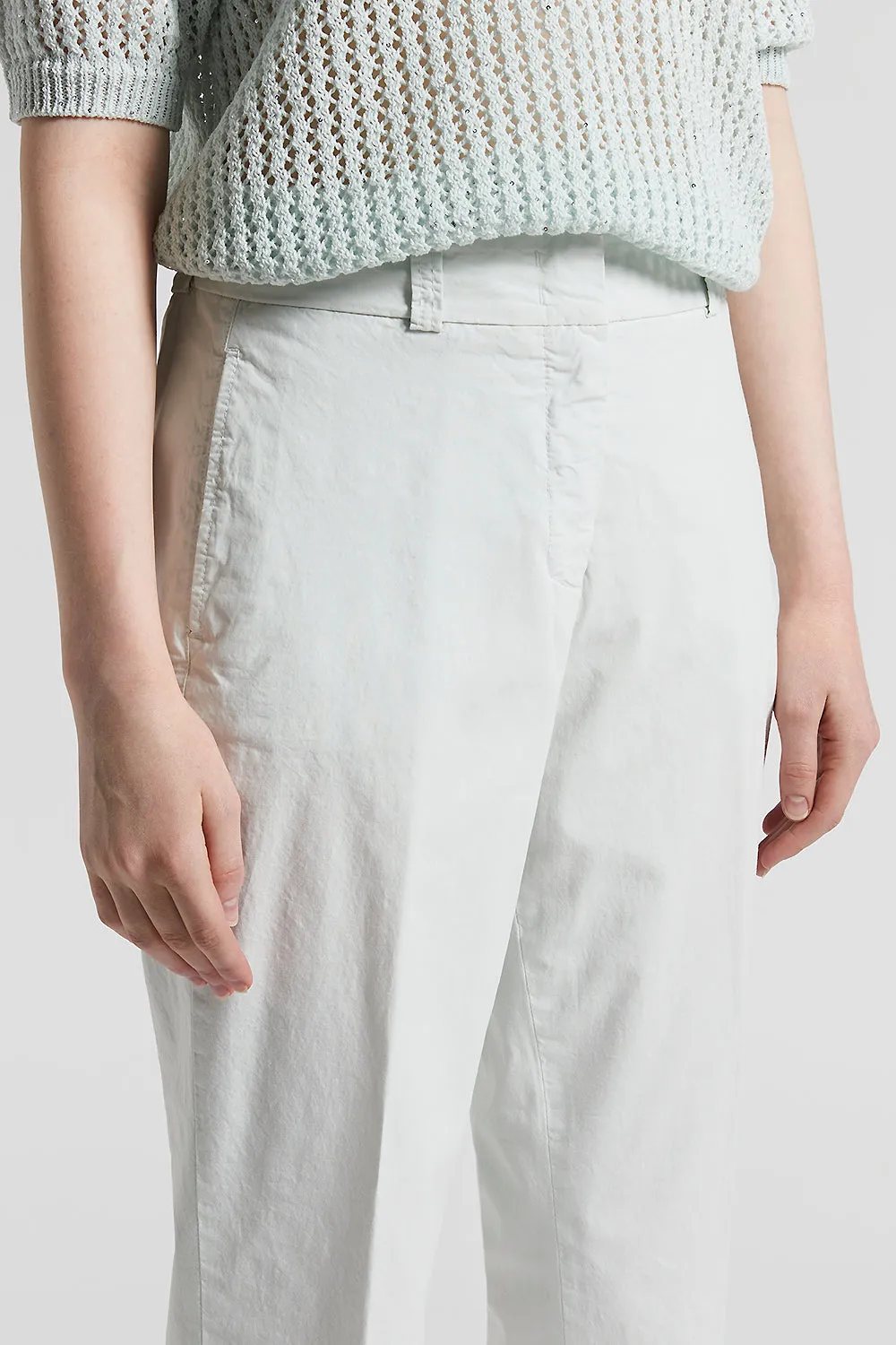 Slub stretch cotton canvas trousers
