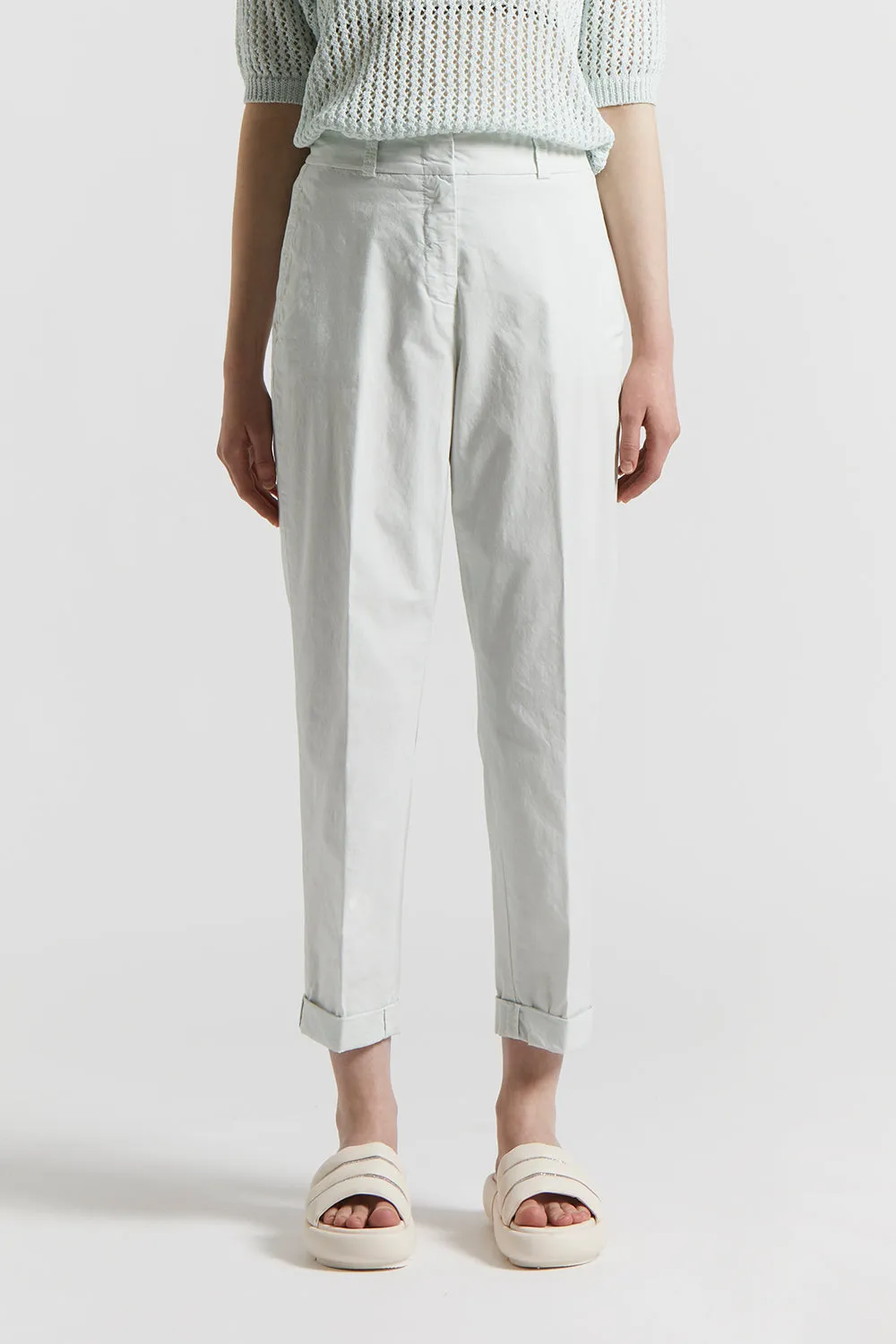 Slub stretch cotton canvas trousers