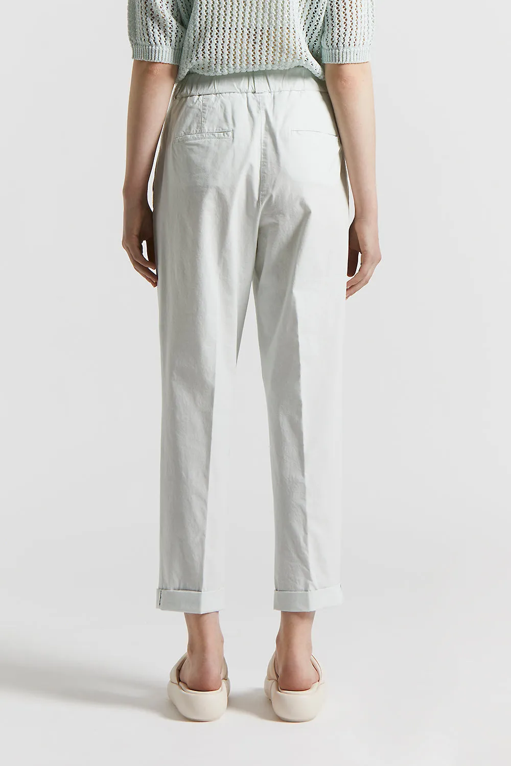 Slub stretch cotton canvas trousers