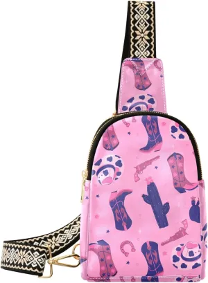 Small Sling Bag Fanny Packs Crossbody Bags for Women Cowboy Boots Leather Fashion Chest Bag Belt Bag for Women for Travel Sports Running Hiking