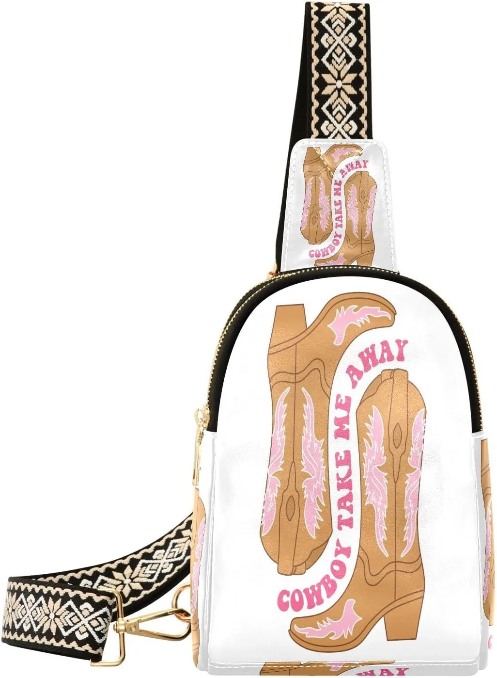 Small Sling Bag Fanny Packs Crossbody Bags for Women Retro Cowgirl Boots Leather Fashion Chest Bag Belt Bag for Women for Travel Sports Running Hiking