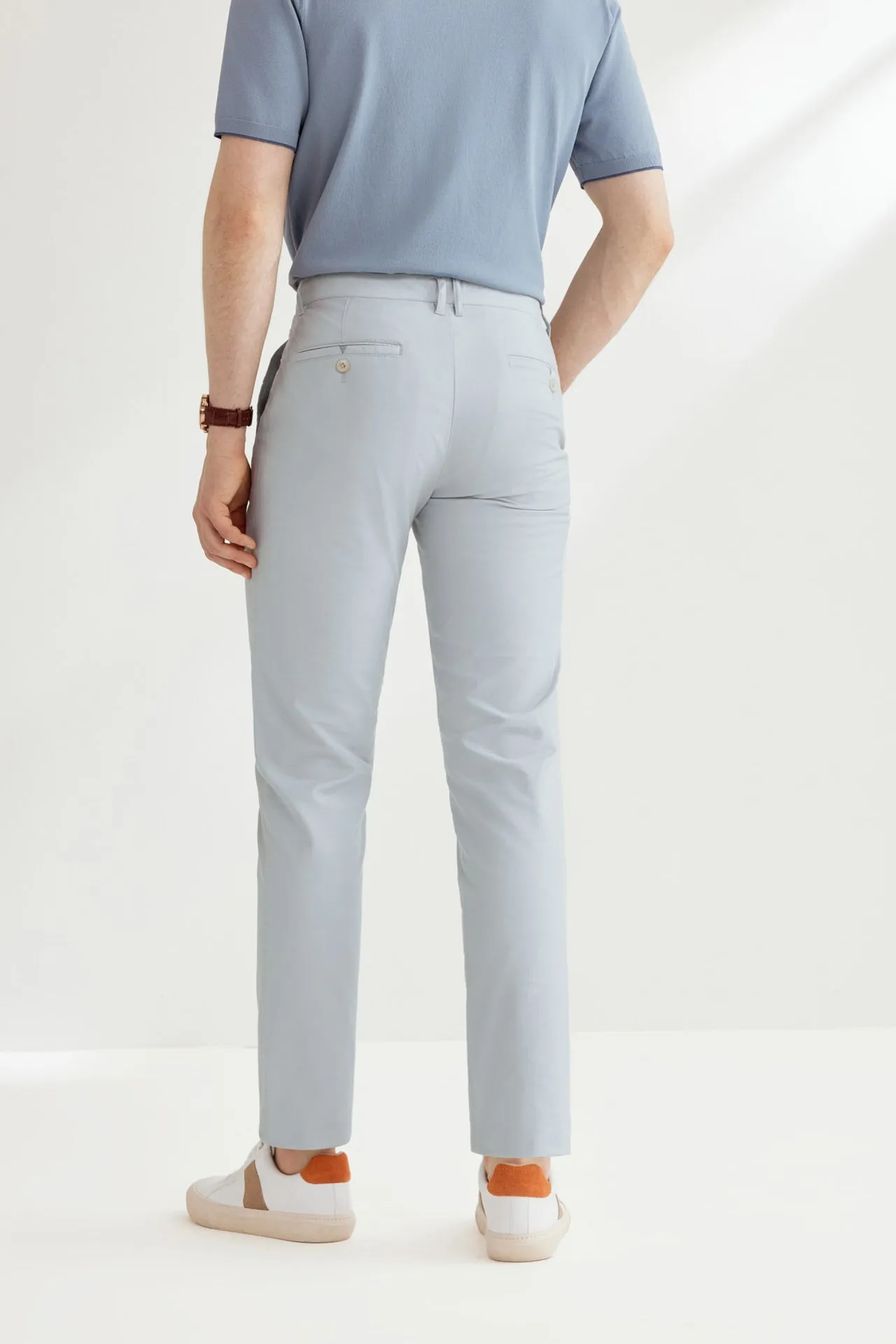 Soft Cotton Rich Stretch Casual Pants in Extra Slim Fit