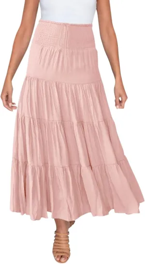 Solid Renaissance Skirt A Line Summer Pleated Boho High Rise Knee Length Skirts for Women Robe High Waist Cute Dress