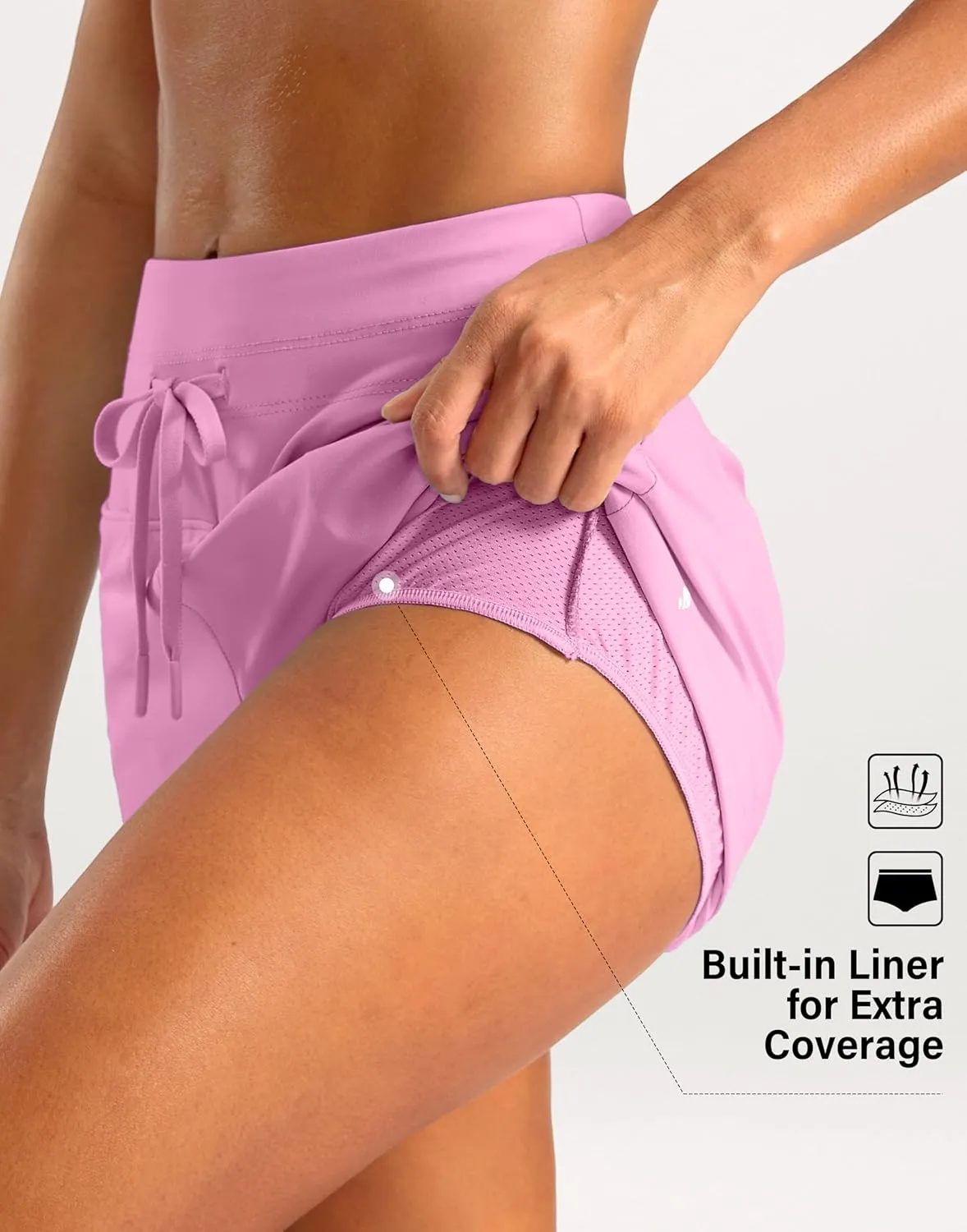 Soothfeel Women's Athletic Running Shorts with Zipper Pockets 3" High Waisted Workout Active Gym Shorts for Women with Liner