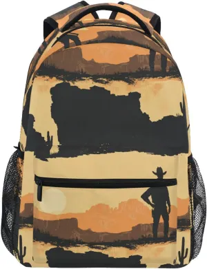 Sport Backpack for Men and Women Fashion Sports Backpack with Chest Strap for Travel Trip Western Cowboy Boho Cactus Boots Deep Canyons