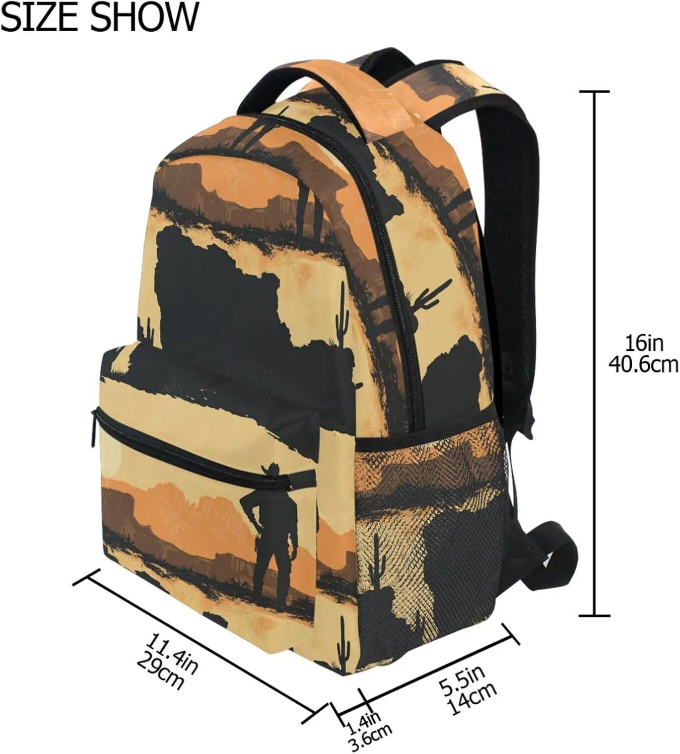 Sport Backpack for Men and Women Fashion Sports Backpack with Chest Strap for Travel Trip Western Cowboy Boho Cactus Boots Deep Canyons