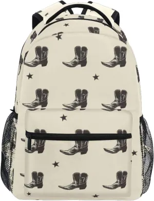 Sport Backpack for Men Women Waterproof Vintage Daypacks with Chest Strap for Business Work College Travel Trip Western Cowboy Boots Spurs Primitive Charm