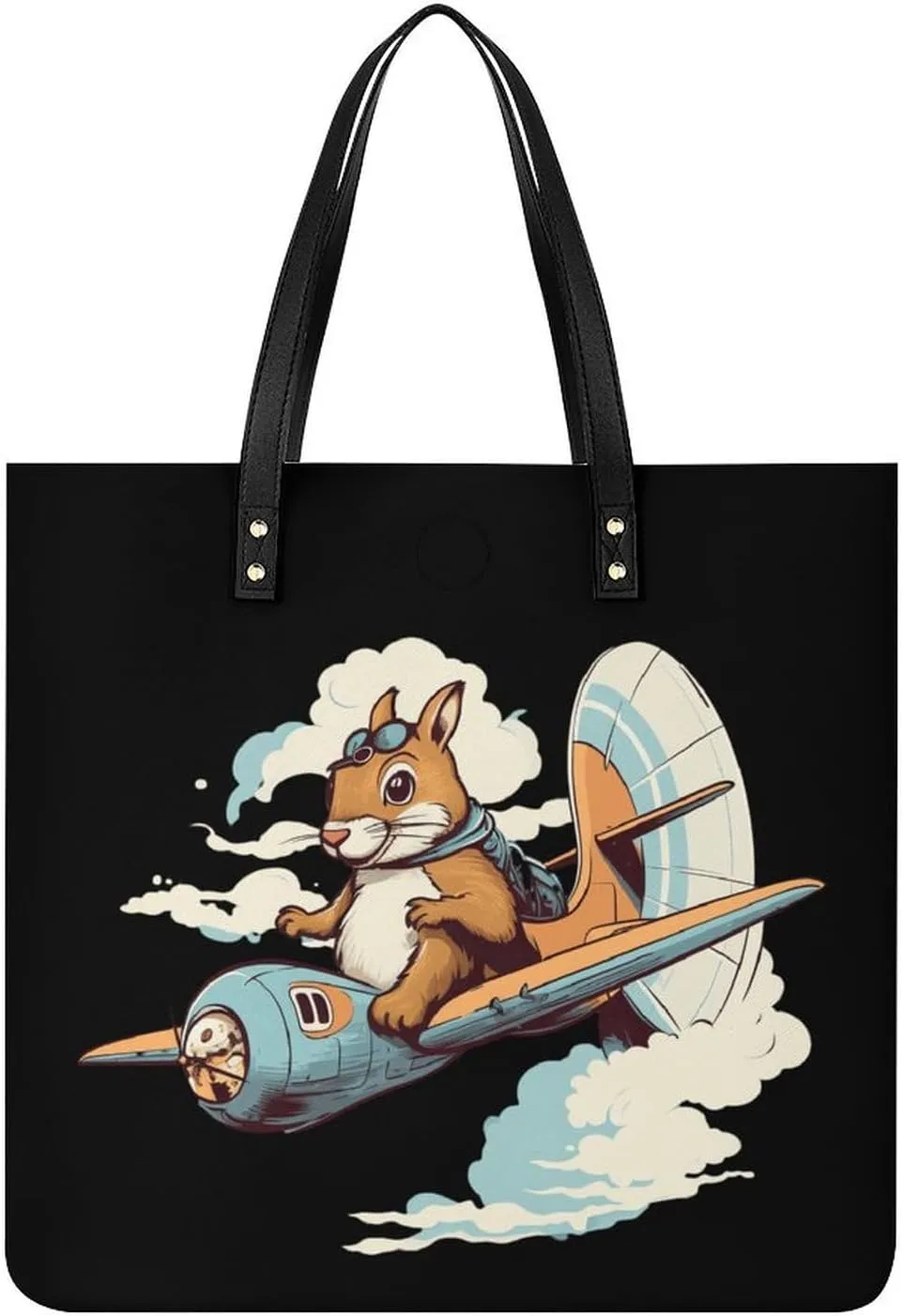 Squirrels Airplanes Tote Bags PU Leather Top Handle Satchel Handbags Shoulder Bags Travel Purse for Women Men