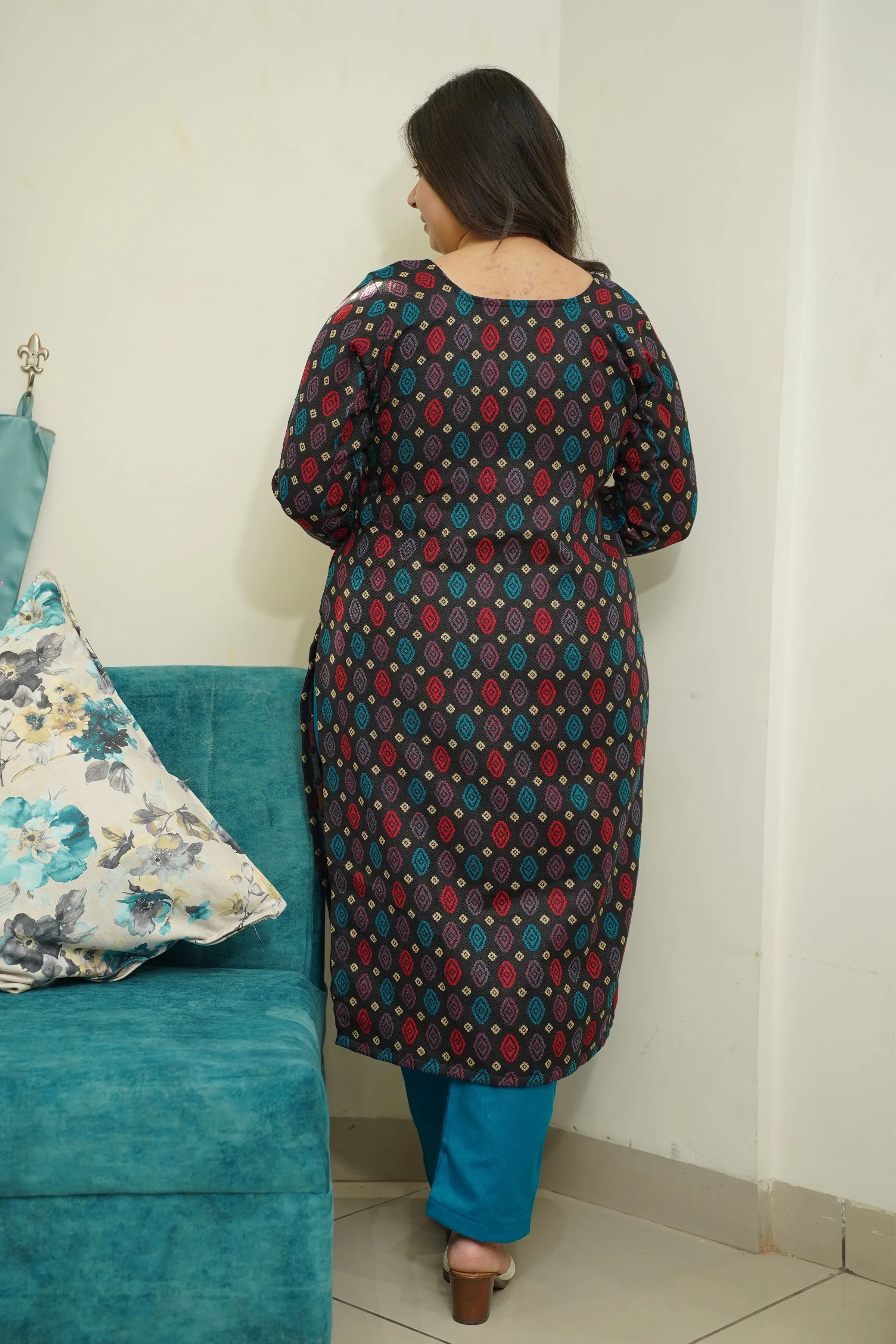 Starry Black Woollen Kurta