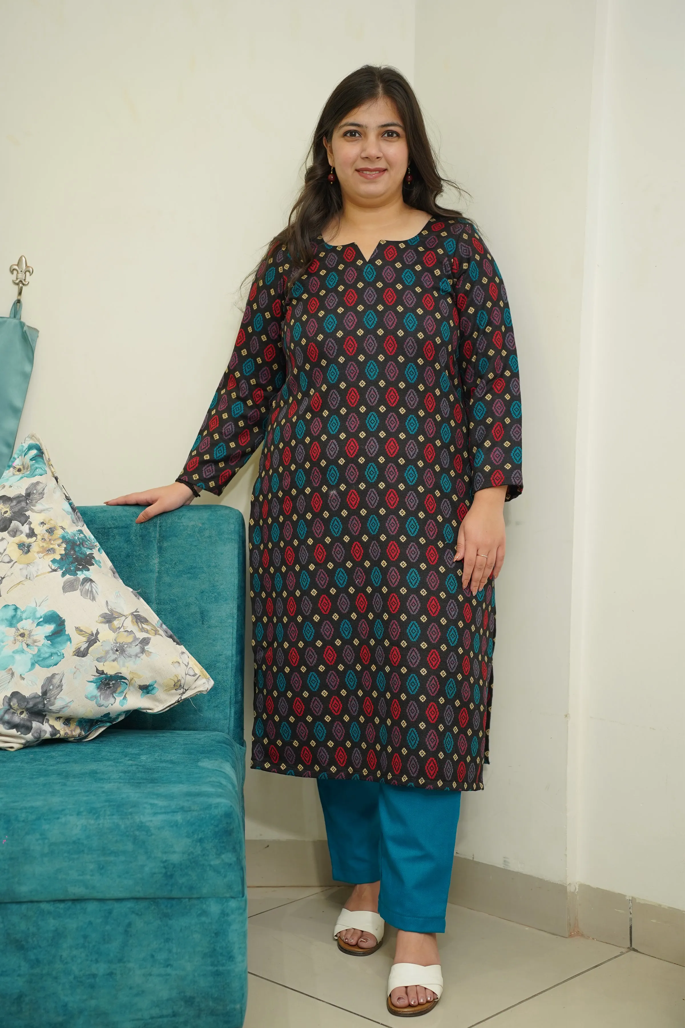Starry Black Woollen Kurta