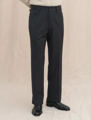 Straight Fit Wool Trousers Dark Grey