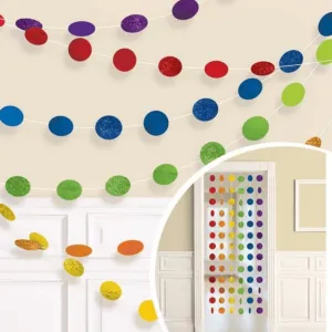 String Decorations Glitter Round Rainbow