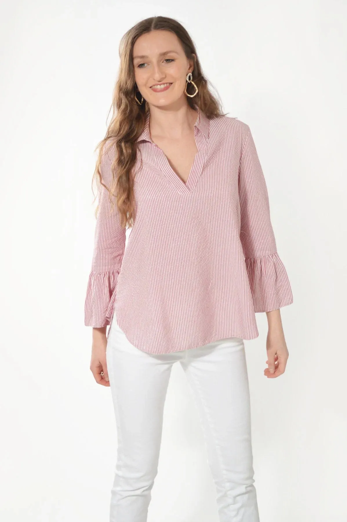 Striped Bell Sleeve Blouse