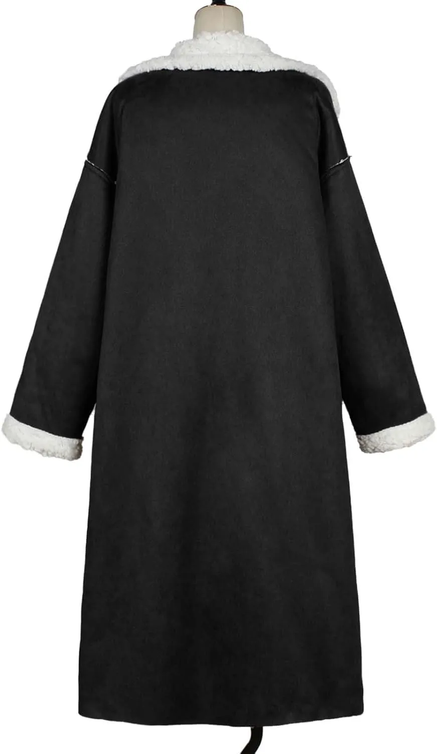 Suede Overcoats Sherpa Lined Womens Winter Coats Trendy Notched Lapel Long Fleece Jacket Warm Slim Fit Furry Outerwear