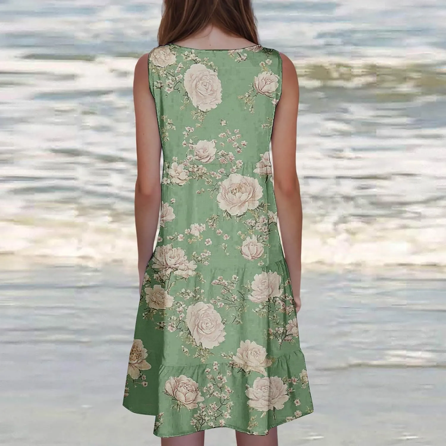 Sundresses for Women 2025 Sleeveless Boho Floral Print Beach Dress Flowy Loose Trendy Casual Tank Dresses