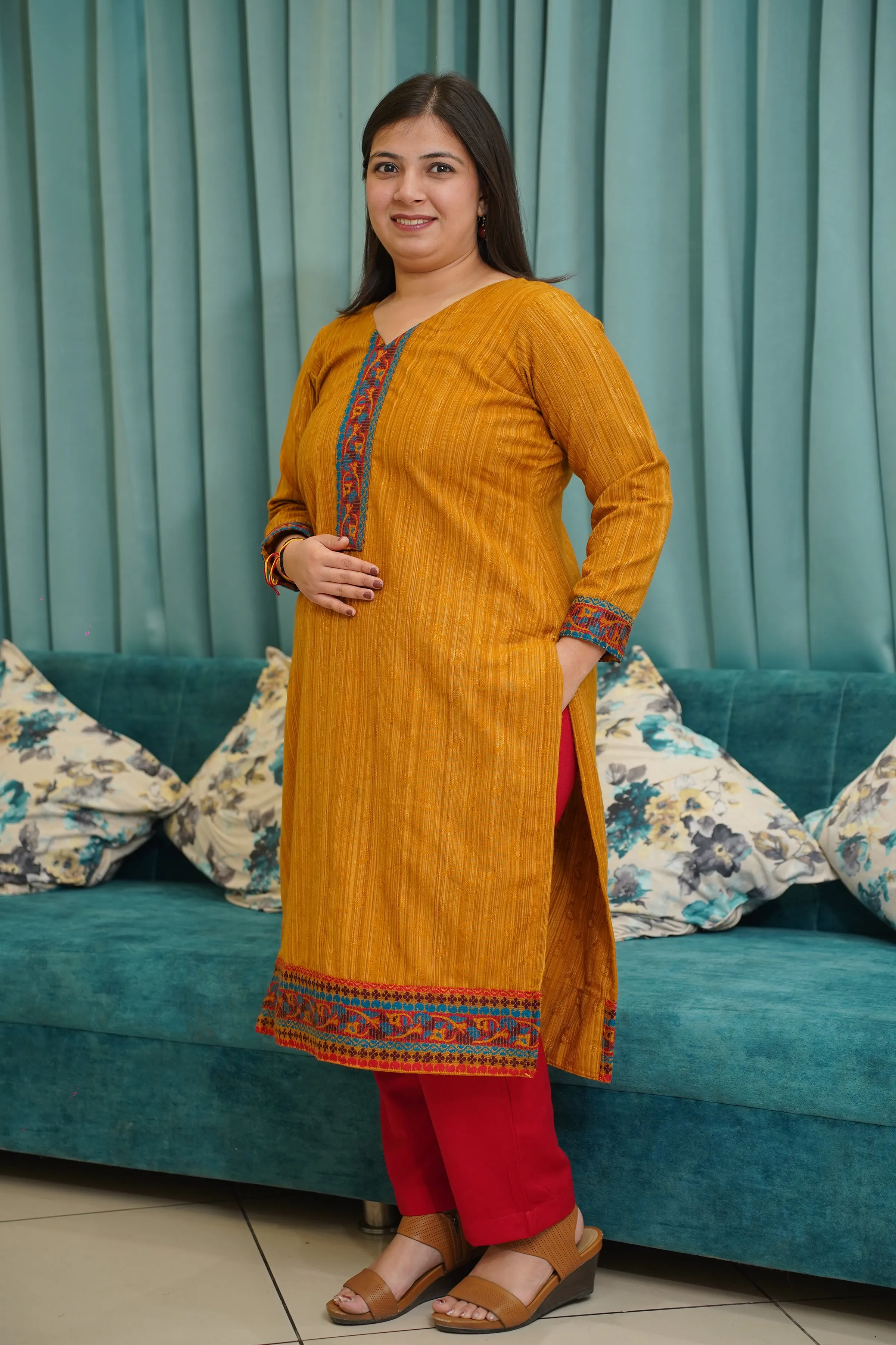 Sunlit Blaze Woollen Kurta Set
