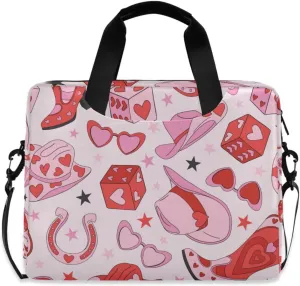 susiyo Cowgirl Pink Hat Boots Horseshoe Laptop Bag 15.6 Inch Laptop Bag with Shoulder Strap Briefcase for Work College Back to School