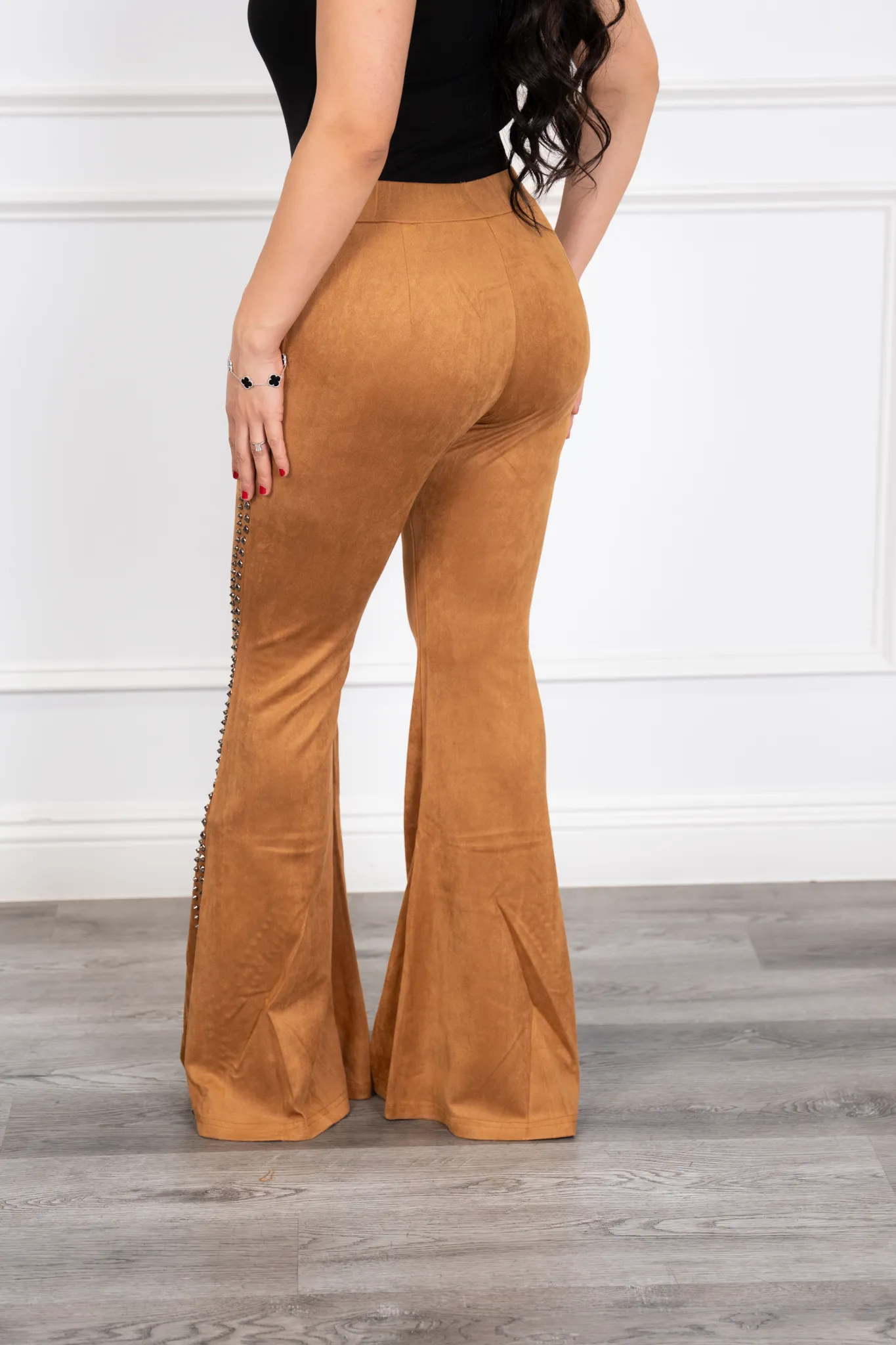 Thais - Camel Western Velvet Flare Pants
