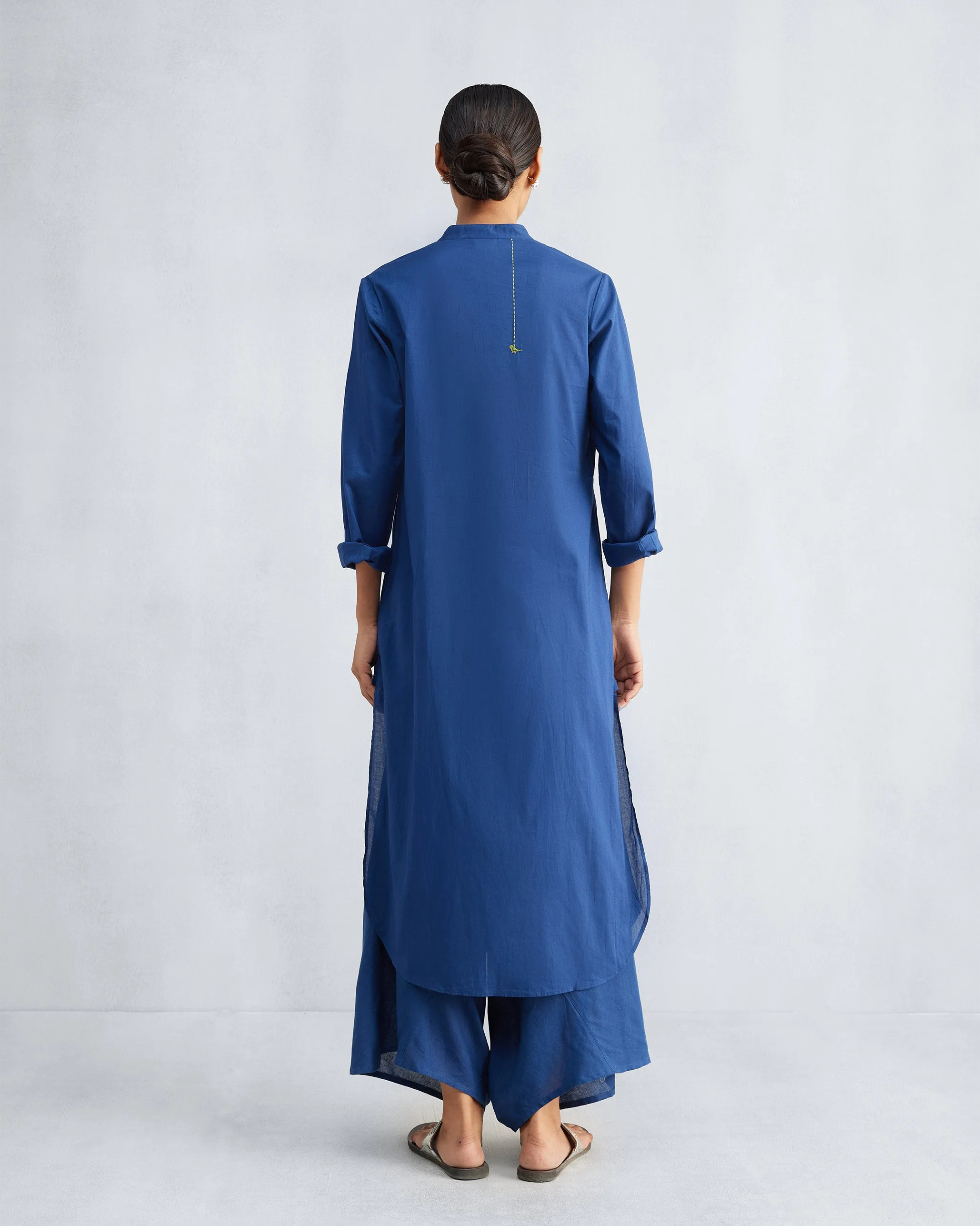 The Basic Long Length Kurta Set - Navy