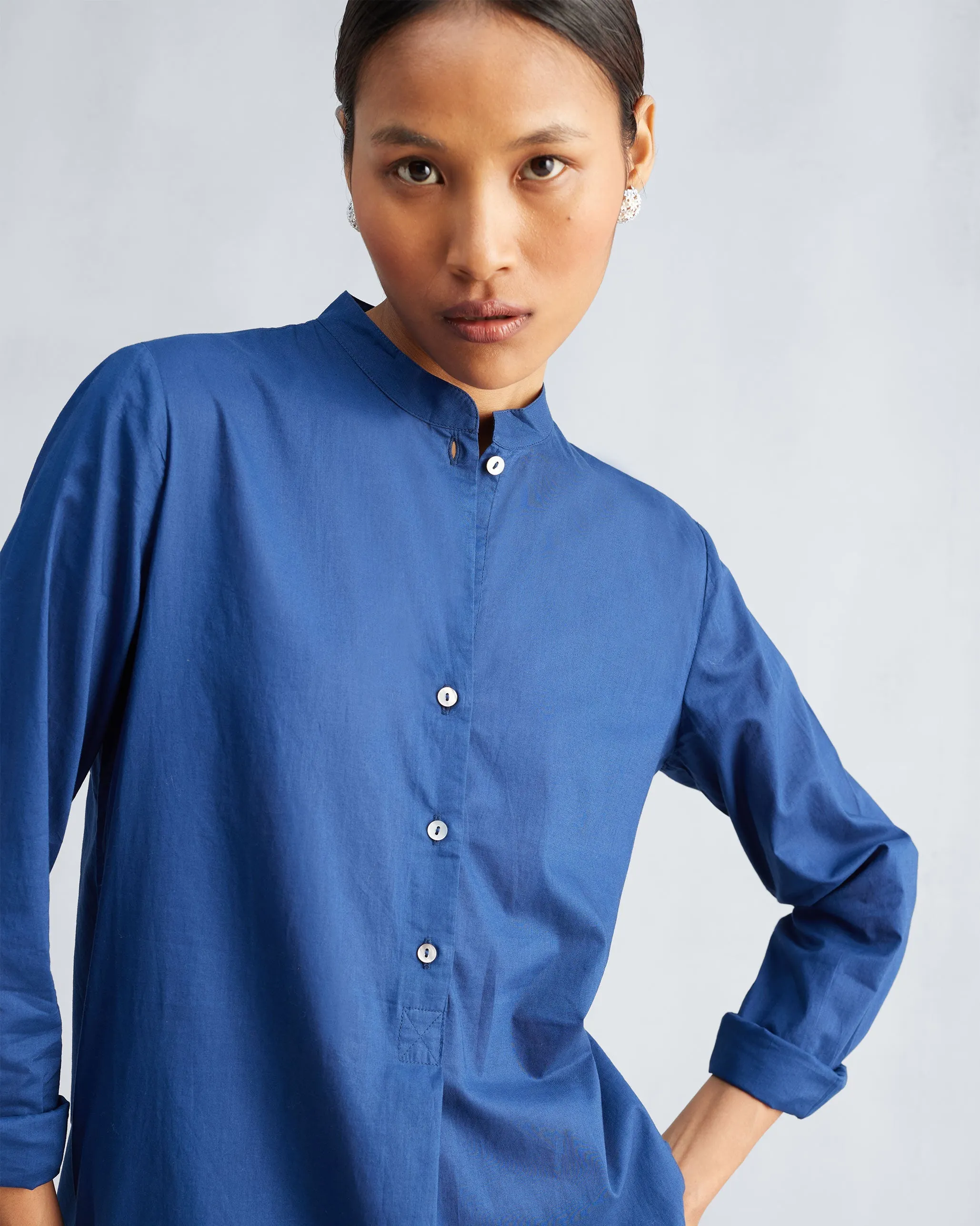The Basic Long Length Kurta Set - Navy