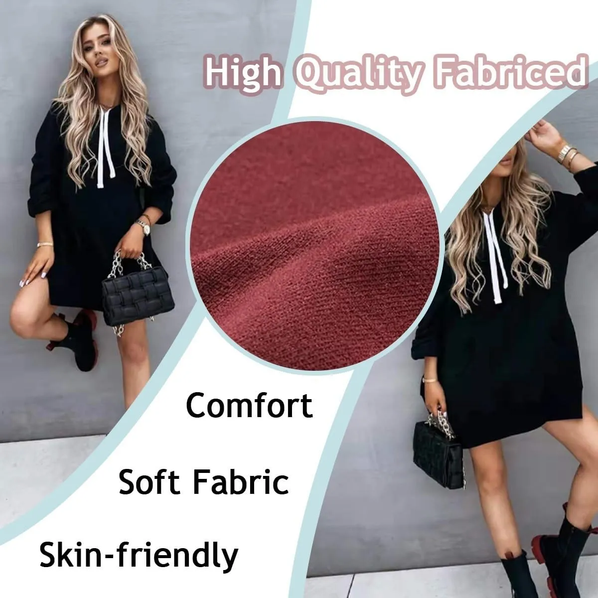 The Warmy Oversized Hoodie Dress Women First Ones Casual Drawstring Pullover Long Sleeve Split Hem with Kangaroo Pocket