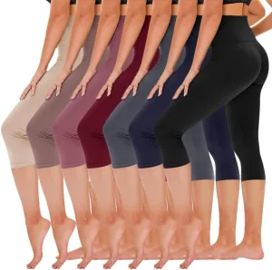 TNNZEET 7 Pack Leggings for Women - High Waisted Yoga Pants with Pockets Black Leggings Women Full Length & Capri