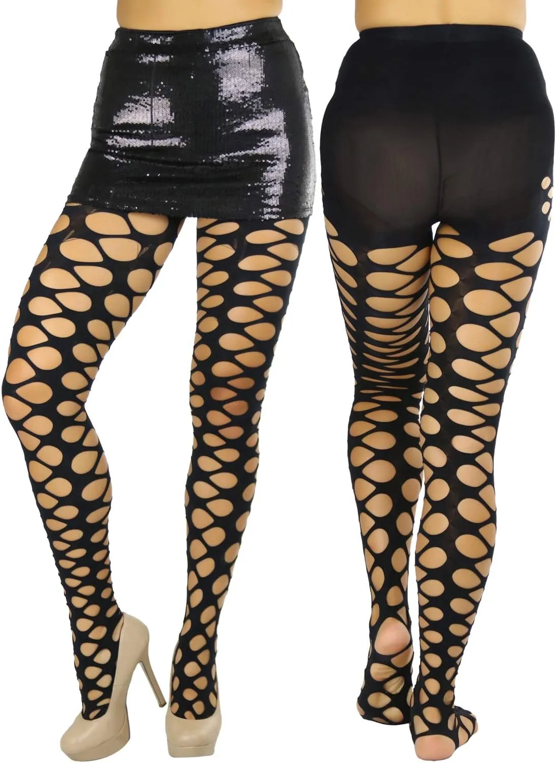 ToBeInStyle Women's Pothole & Slashed Footless Design Leggings