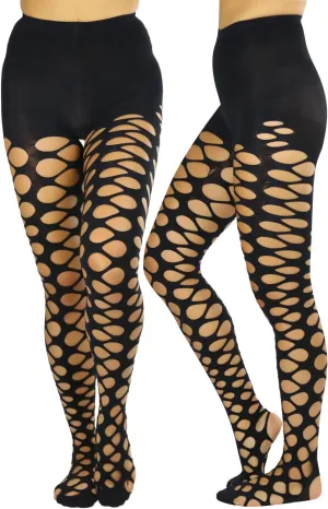 ToBeInStyle Women's Pothole & Slashed Footless Design Leggings