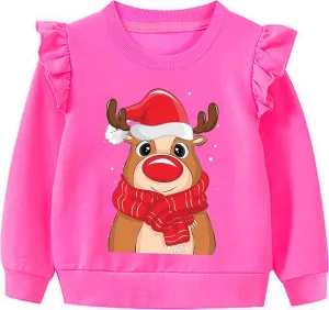 Toddler Girls Christmas Sweatshirt Kids Santa Claus Elk Bear Shirt Xmas Cotton Long Sleeve Tops for 1-7T