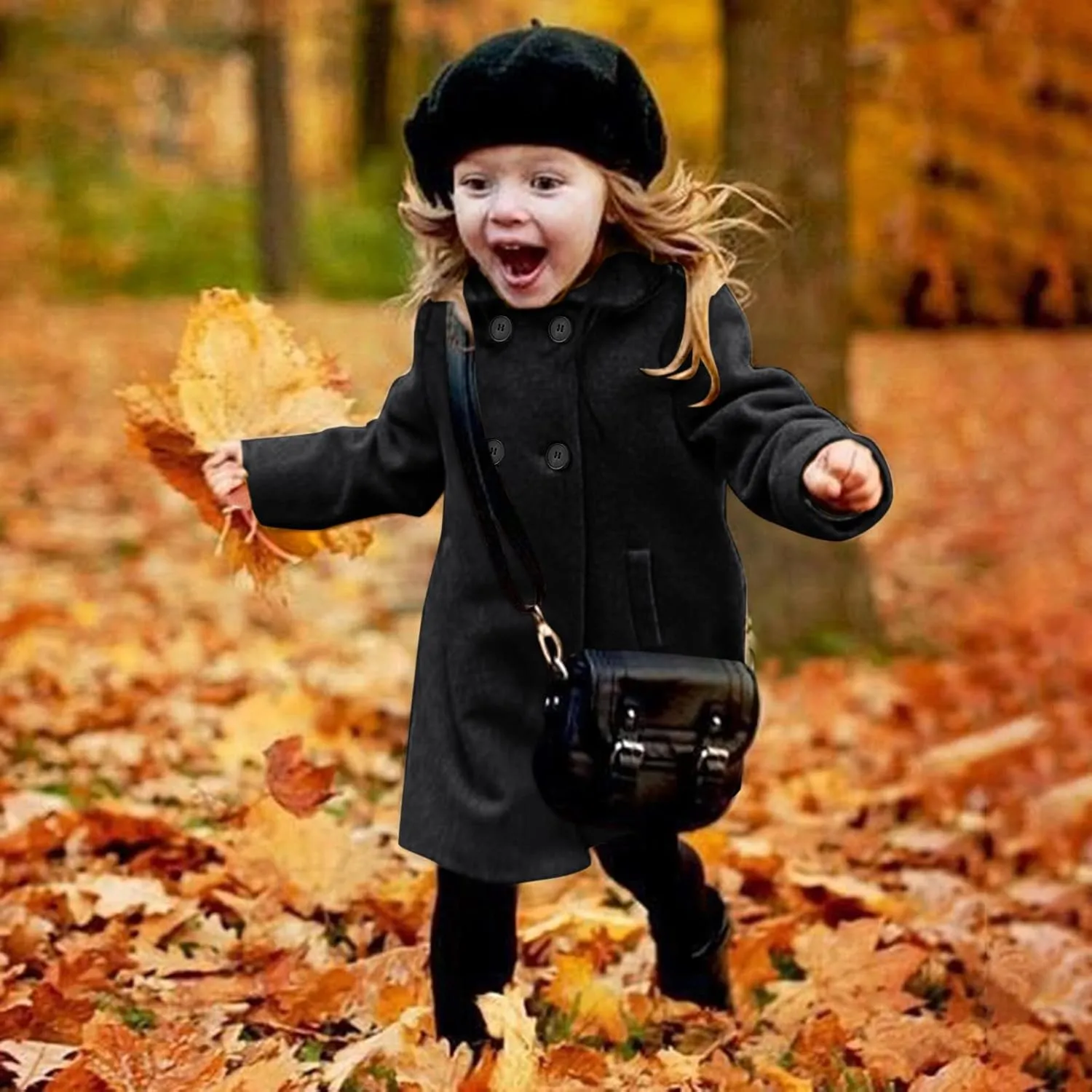 Toddler Kids Fall Winter Jackets Girls Woolen Double-Breasted Trench Coat Lapel Baby Girls Trench  Coat