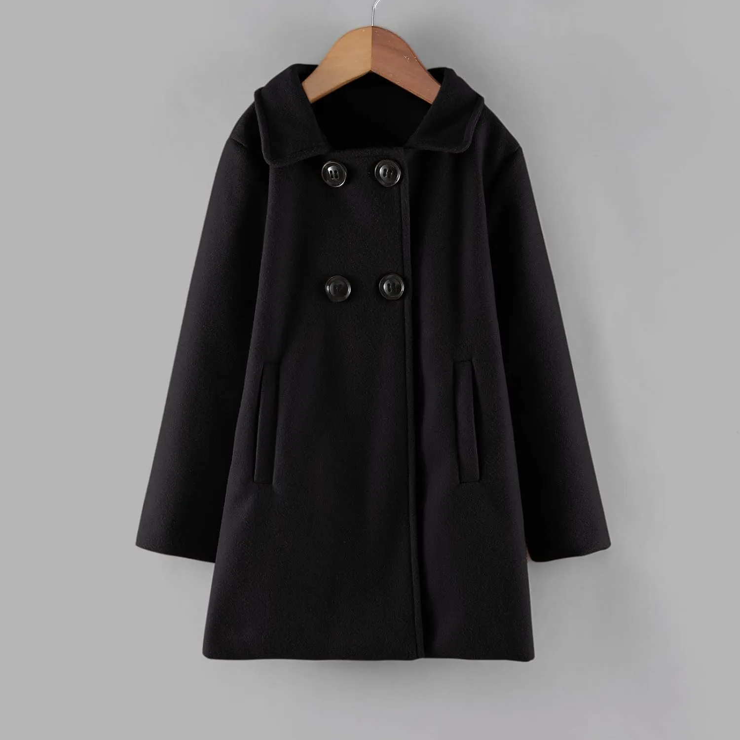 Toddler Kids Fall Winter Jackets Girls Woolen Double-Breasted Trench Coat Lapel Baby Girls Trench  Coat