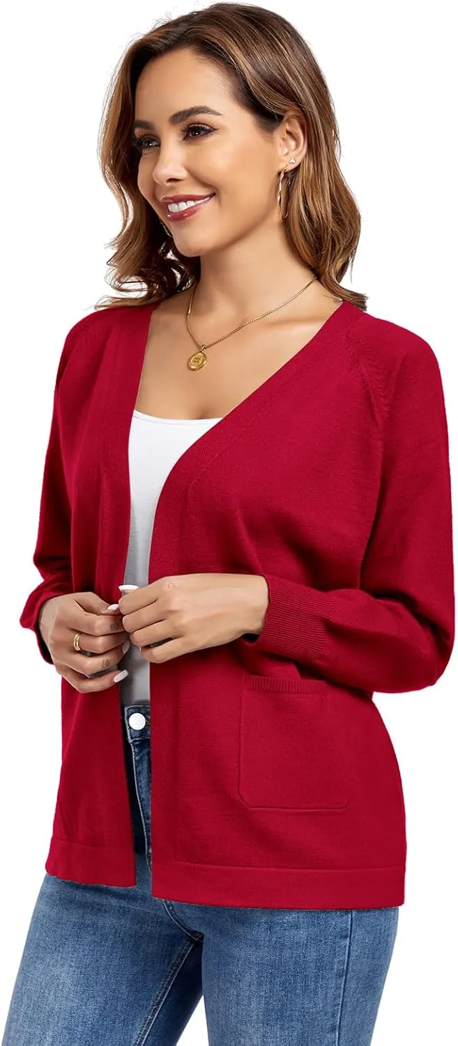 TownCat Women's Knit Cardigan Sweaters with Pocket Lightweight Long Sleeve Open Front Cardigans